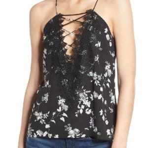 WAYF Women's Black Floral Posie Strappy Camisole, Size XS